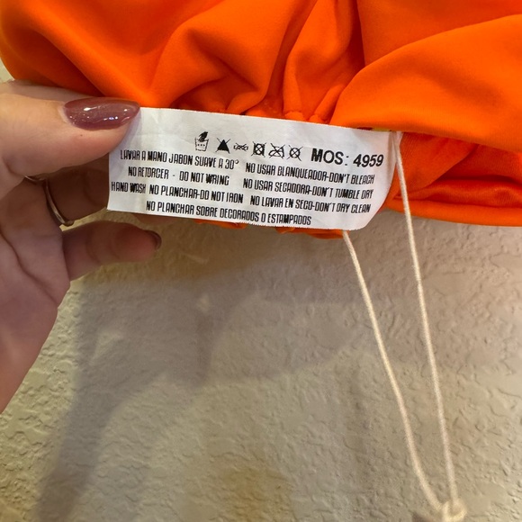 Agua Bendita Orange Puff Sleeve Crop Top sz S - Picture 6 of 9